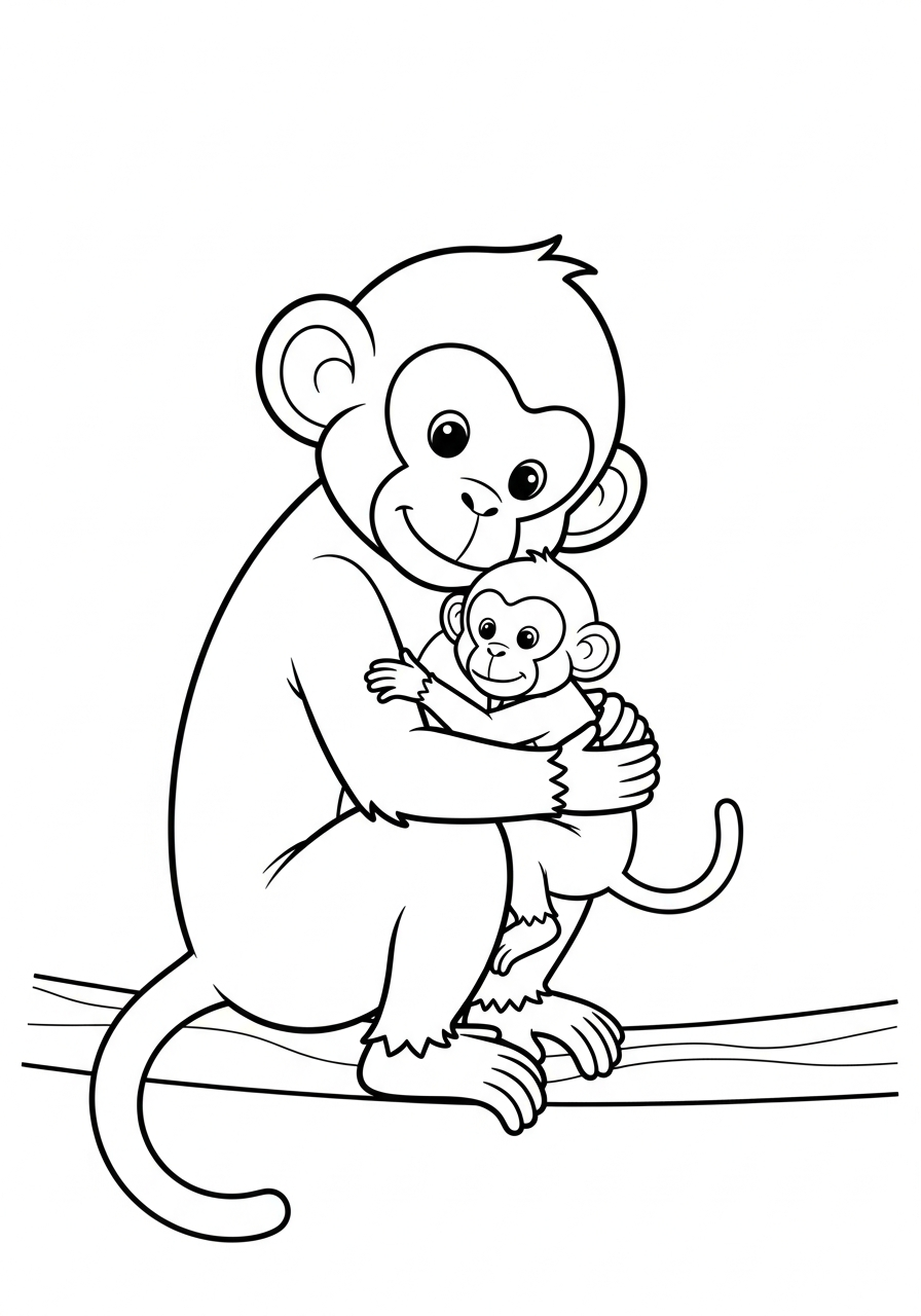Monkey coloring pages for kindergarten