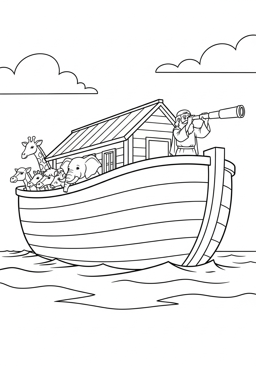 printable full page Noah’s Ark coloring pages
