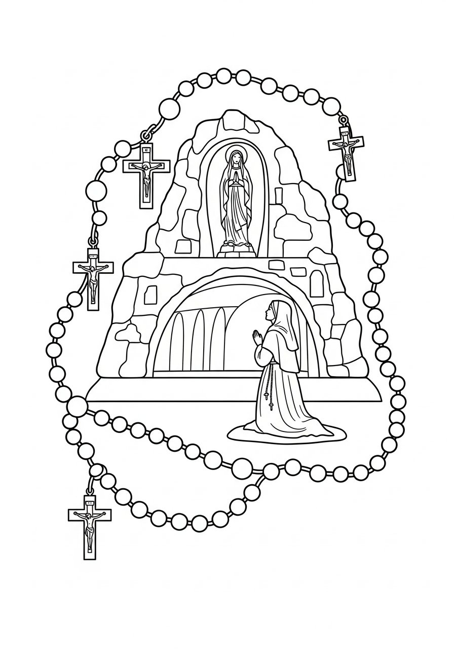 free printable Our Lady of Lourdes coloring sheet