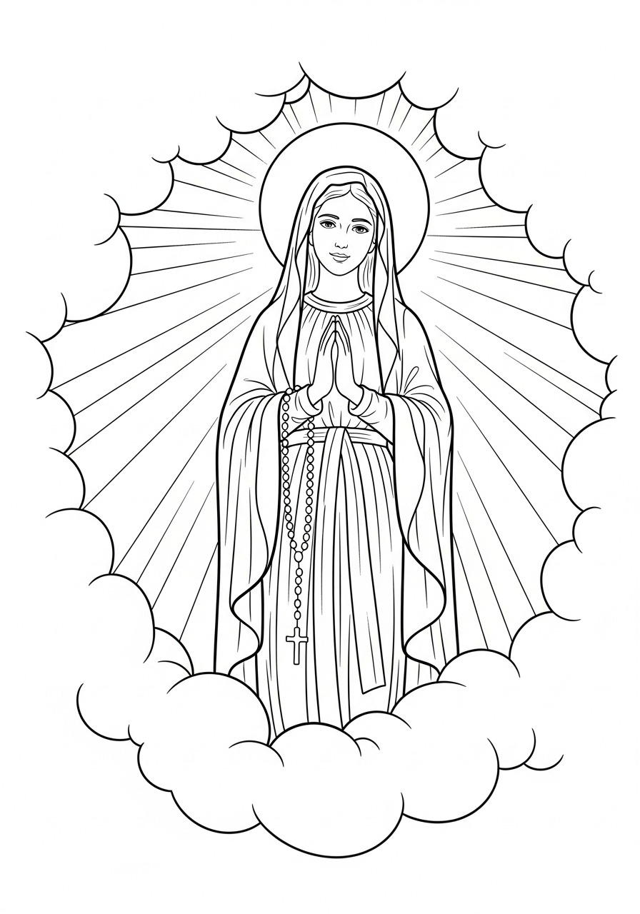 Our Lady of Lourdes coloring pages online
