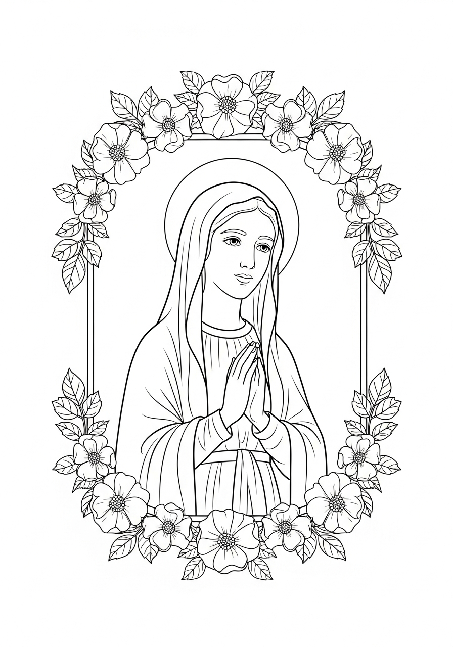 free printable Our Lady of Lourdes coloring sheet 1