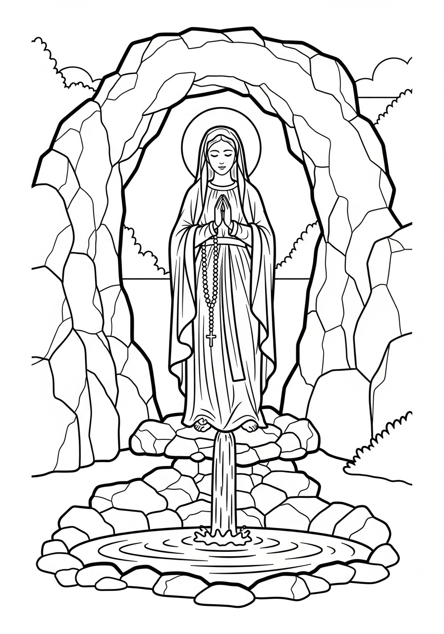Our Lady of Lourdes coloring pages printable pdf