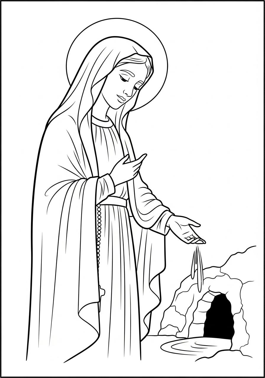 free Our Lady of Lourdes coloring pages for all ages