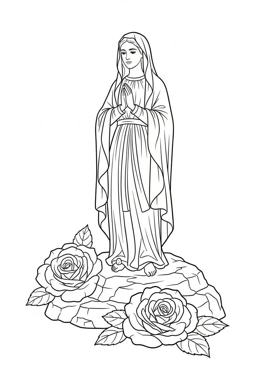 Our Lady of Lourdes coloring pages portrait