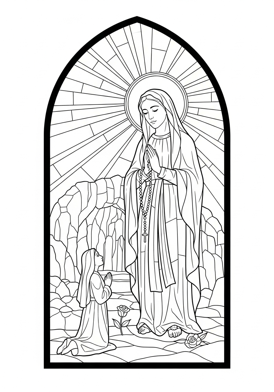 free Our Lady of Lourdes coloring page