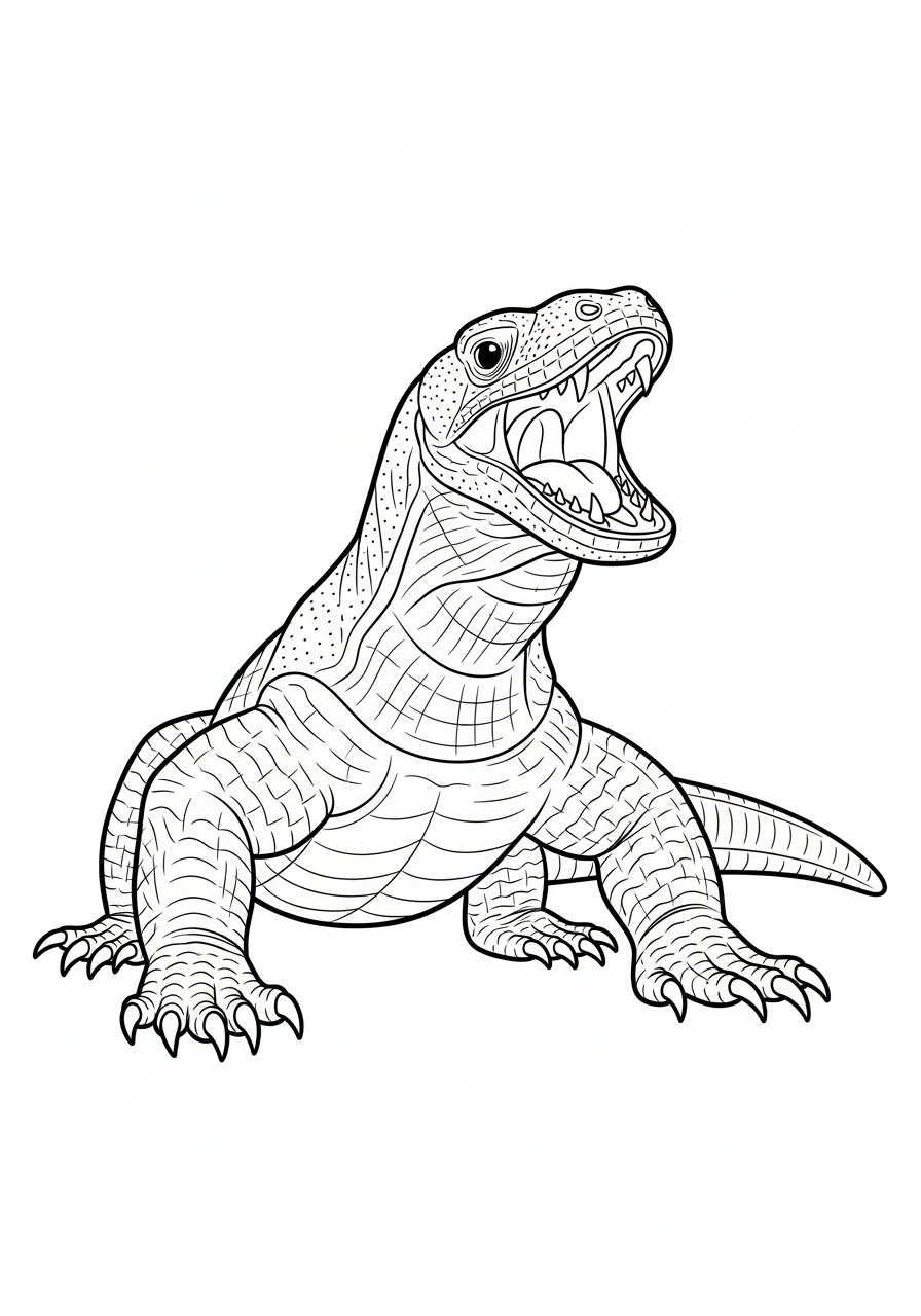 komodo dragon coloring illustrations