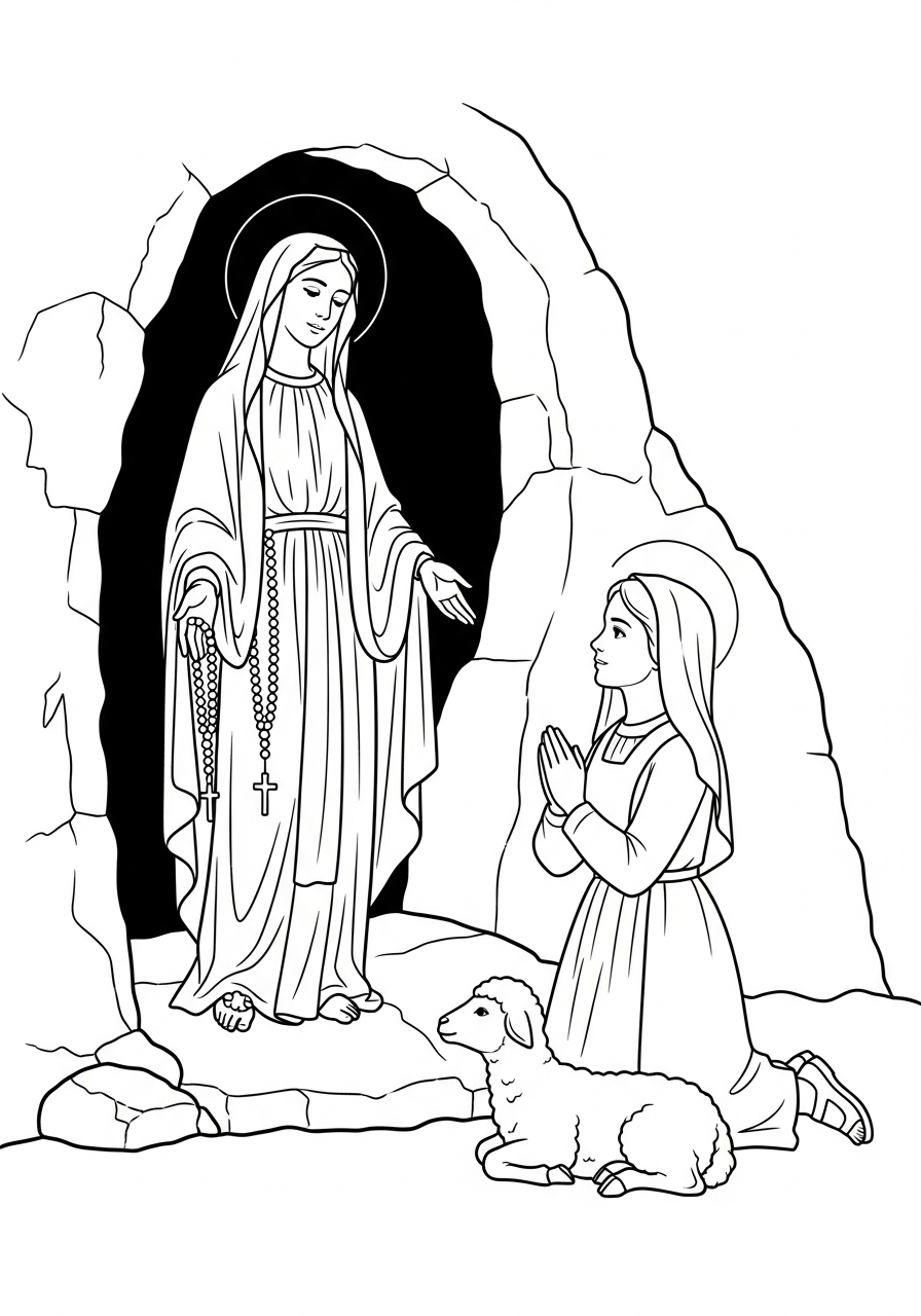 free printable Our Lady of Lourdes coloring pages 1