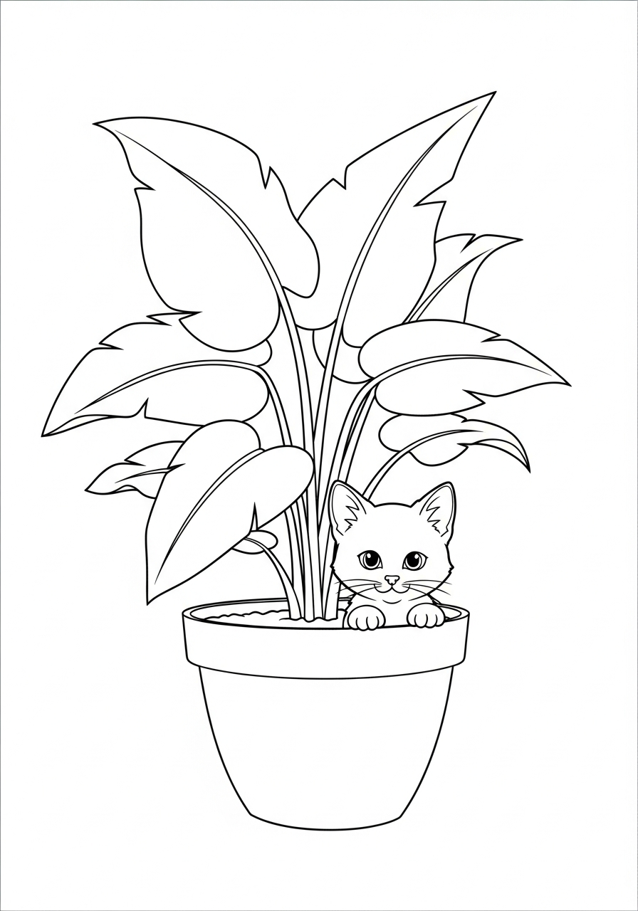easy kitten coloring page