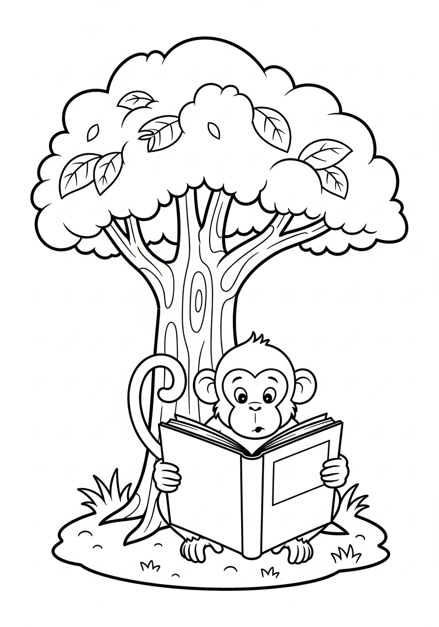 Monkey colouring pages