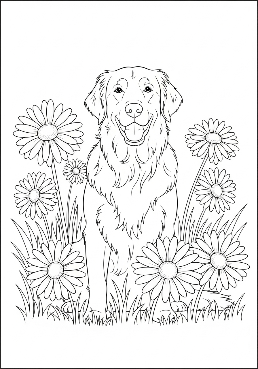 printable Golden retriever pictures to color