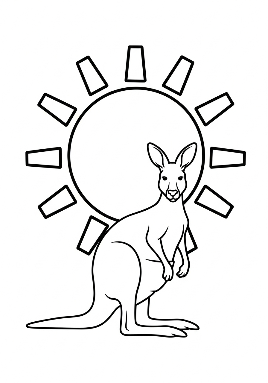 Kangaroo coloring pages black and white