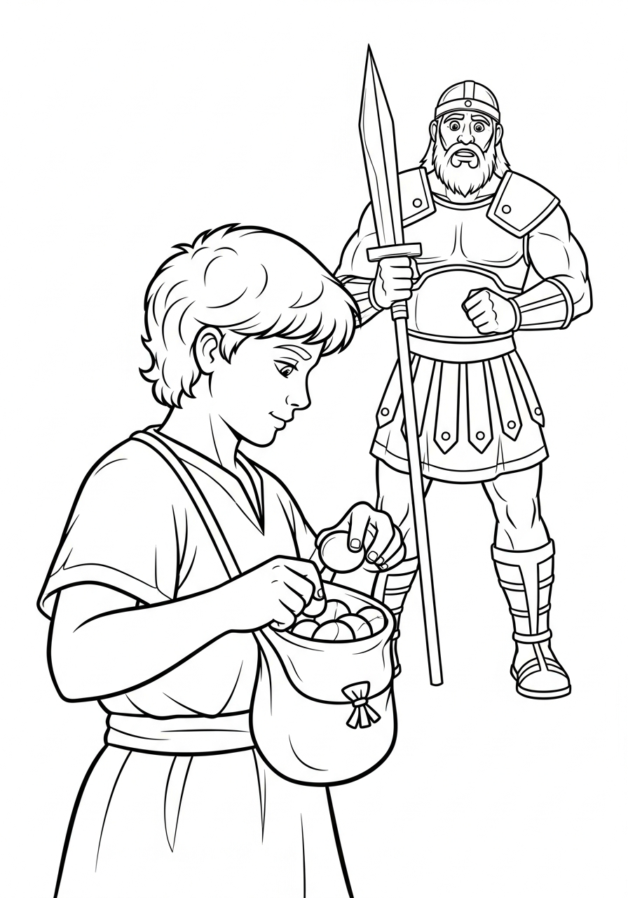 full size David and Goliath coloring pages