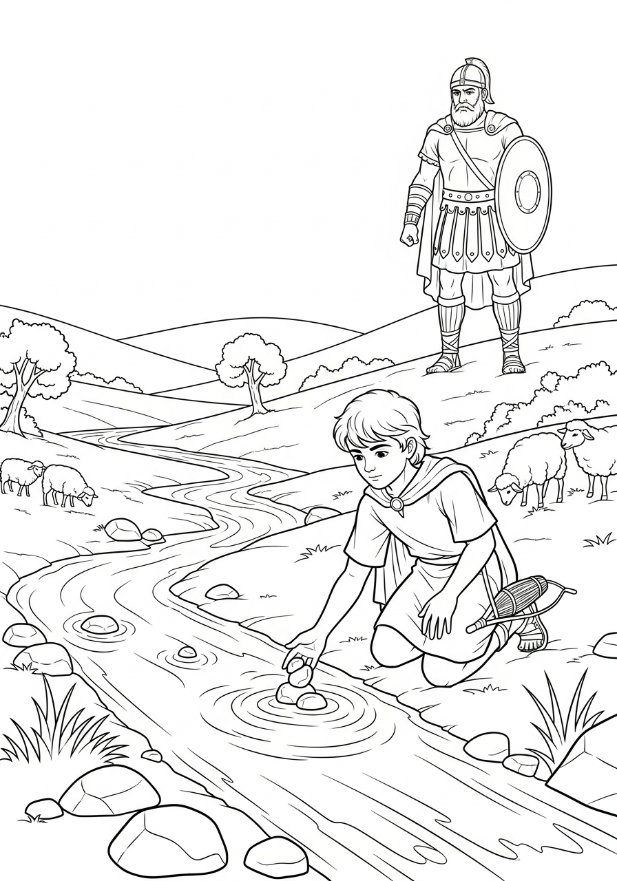 David and Goliath coloring pages high quality