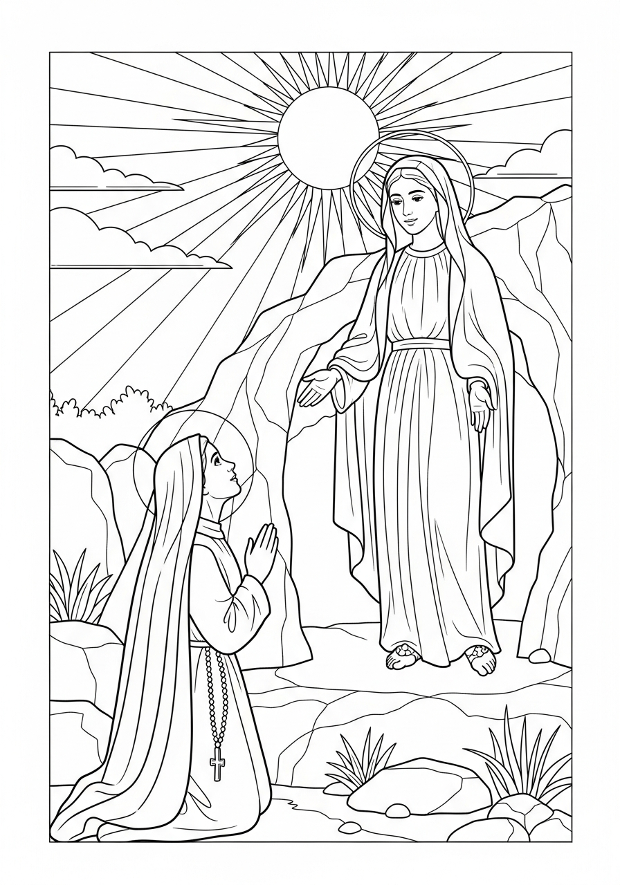 Our Lady of Lourdes coloring pages online 1