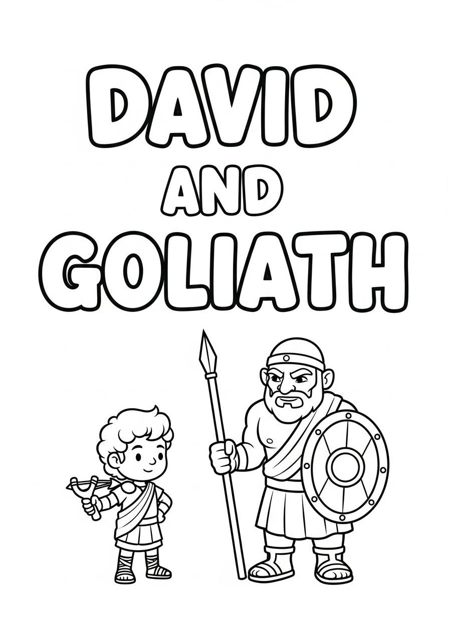 David and Goliath coloring pages high quality 1