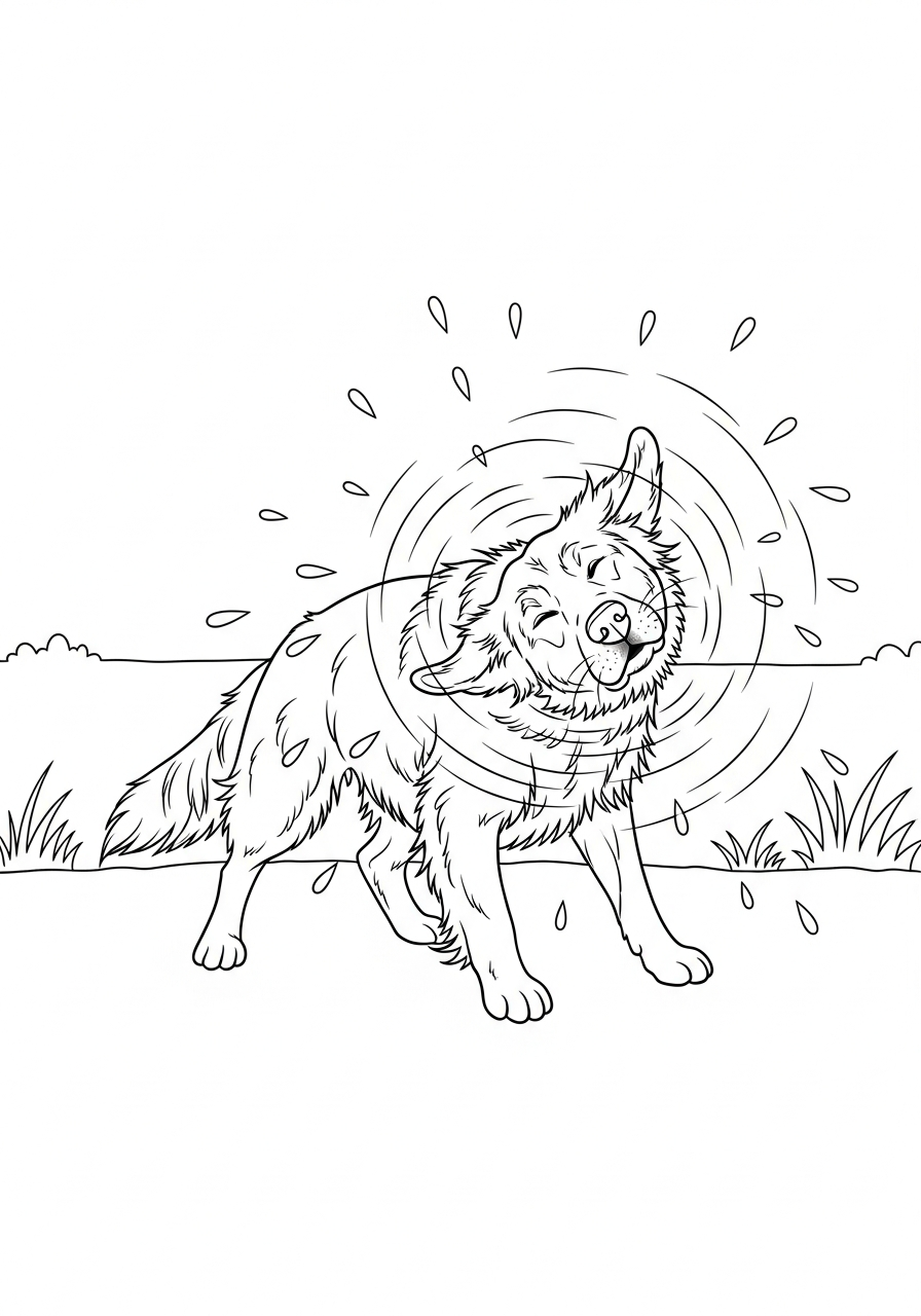 Golden retriever coloring illustrations