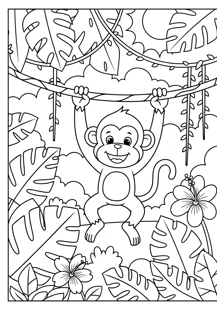 Monkey coloring pages portrait 2