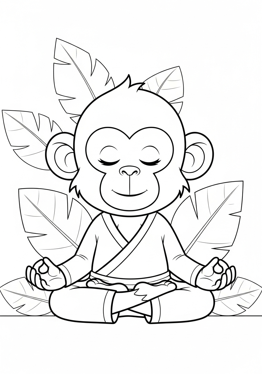 Monkey coloring pages for kids to print 1