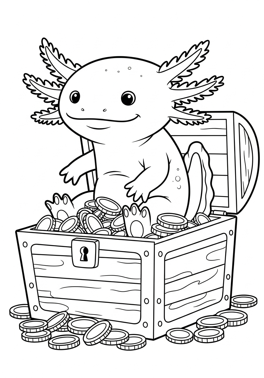 printable axolotl coloring page