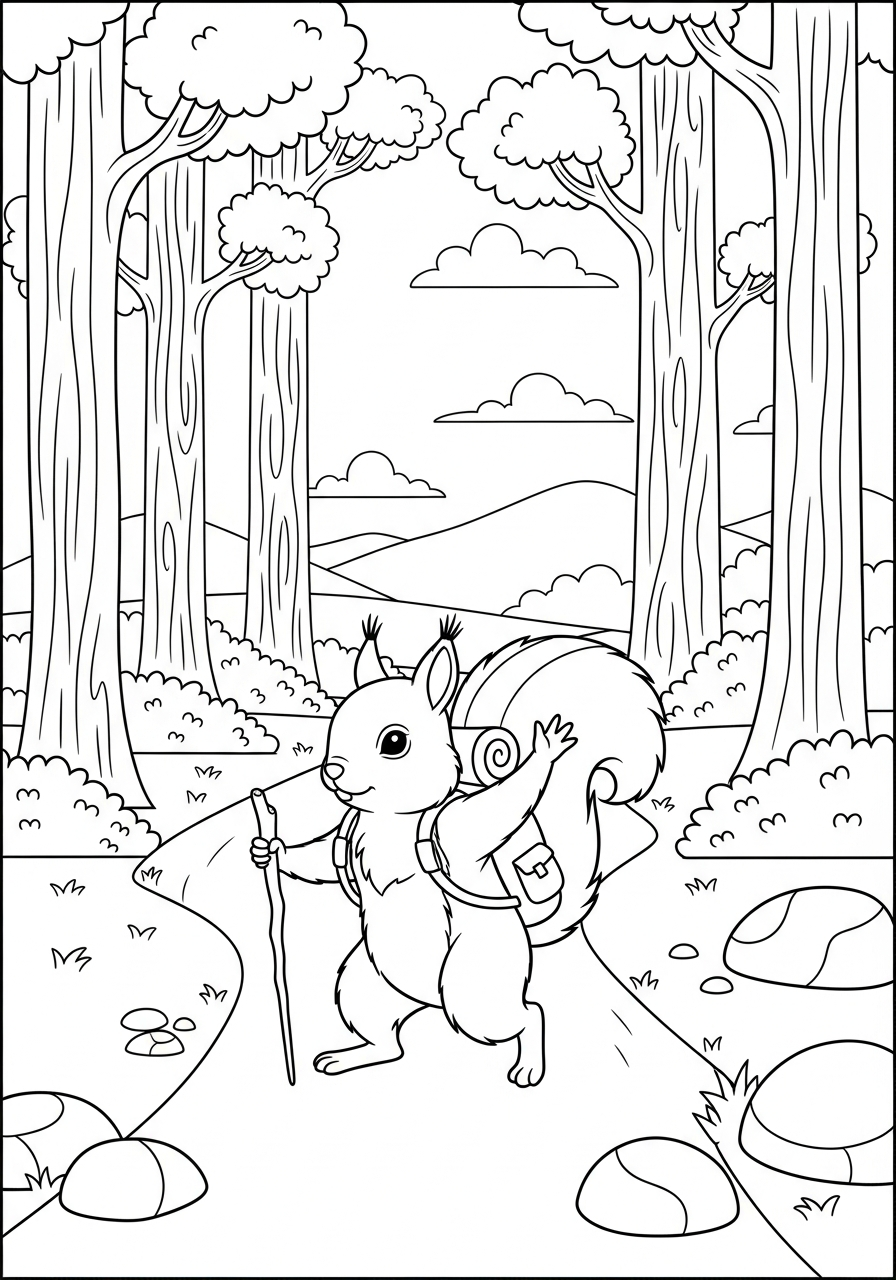 squirrel coloring page kids
