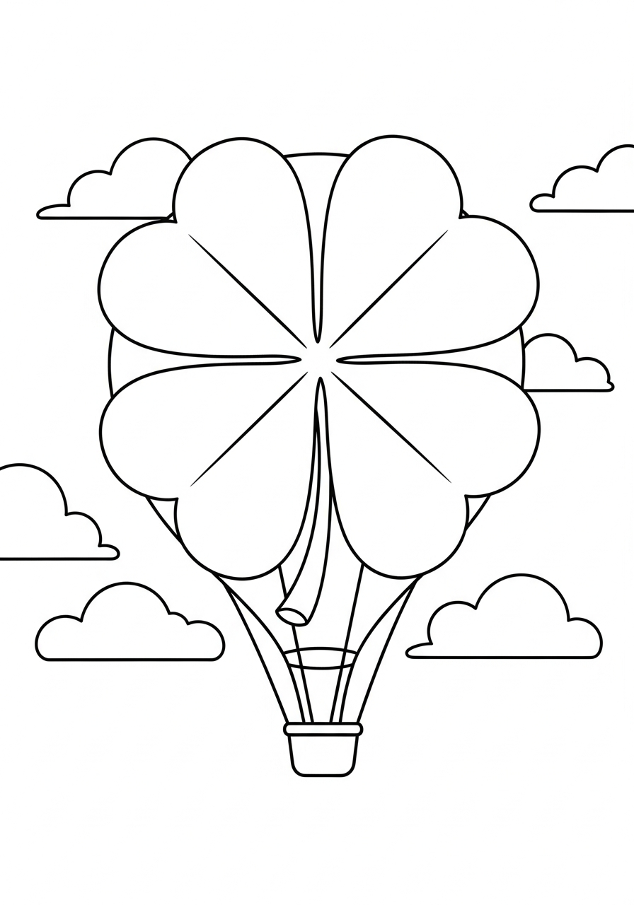 easy 4 Leaf Clover coloring page 1