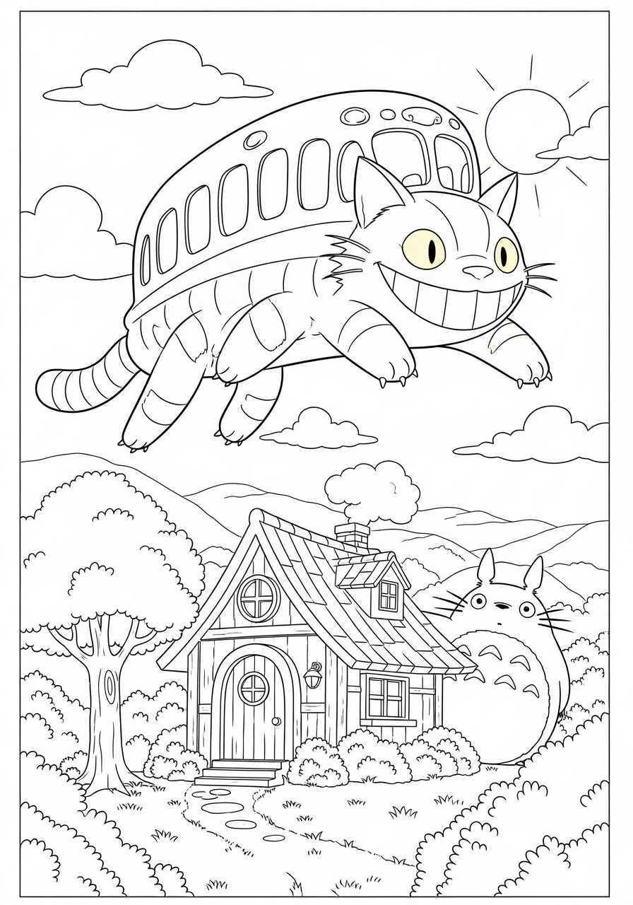coloring page of Totoro