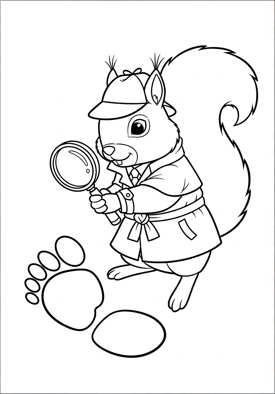 squirrel line art coloring page