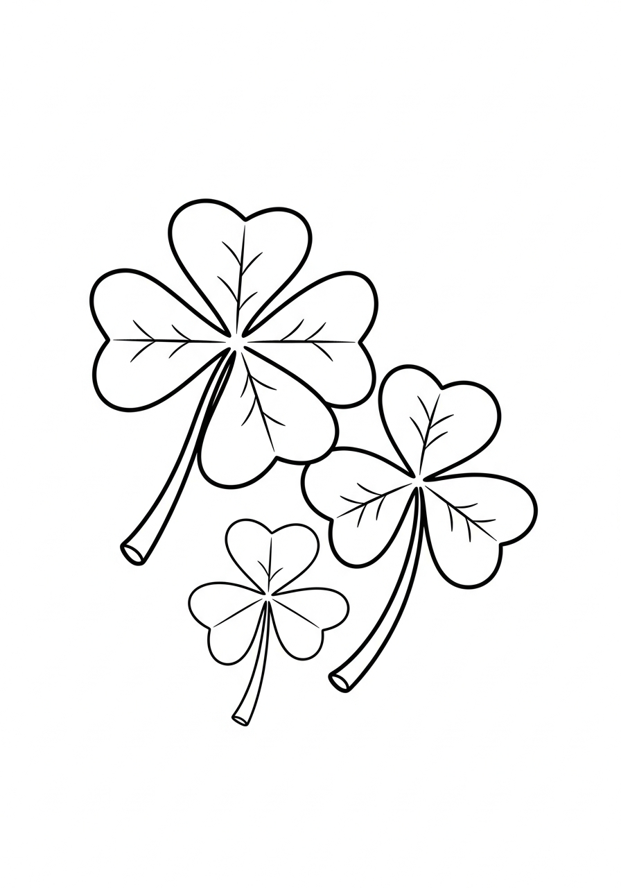 4 Leaf Clover coloring pages for kids to print