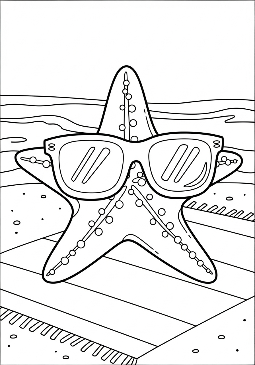 Starfish coloring page kids