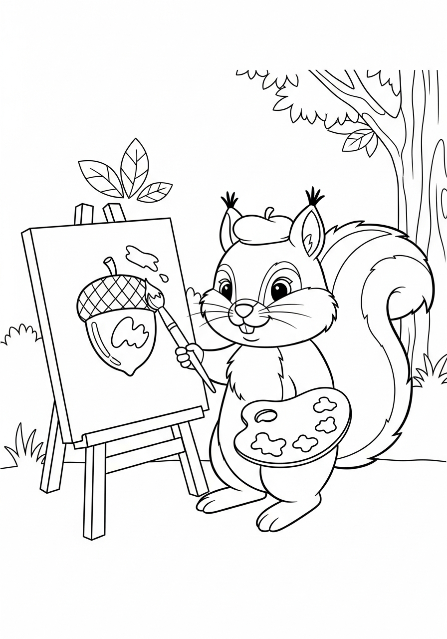 free squirrel coloring page
