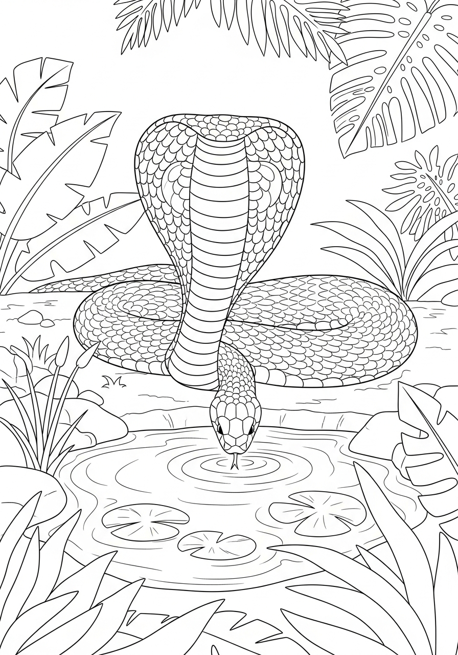 King Cobra coloring pages for preschoolers