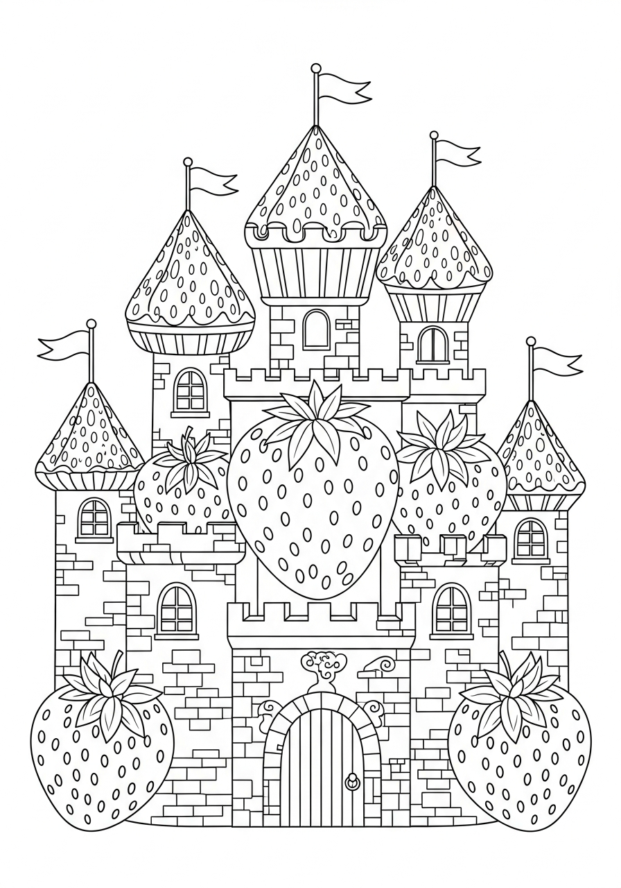 strawberry coloring illustrations