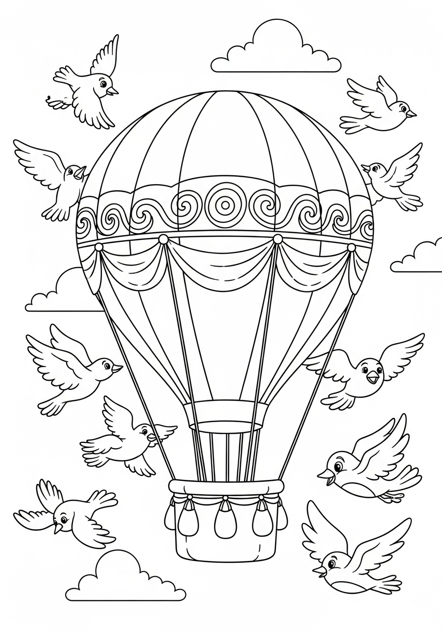 Hot Air Balloon template for coloring
