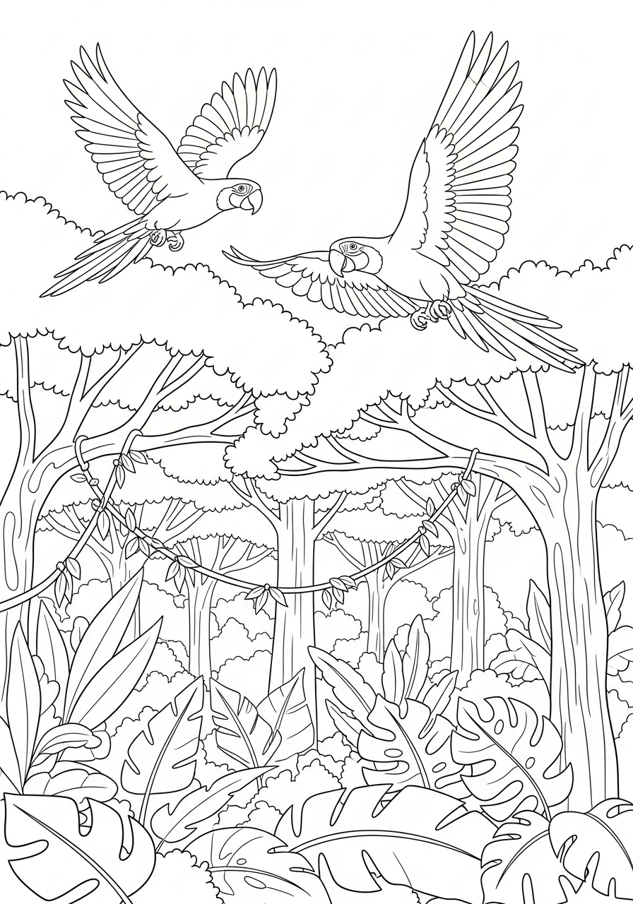 easy rainforest coloring pages for all ages