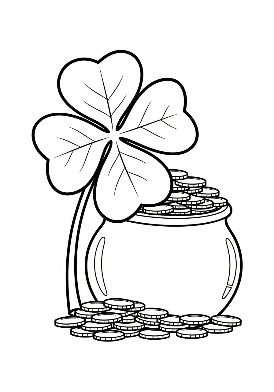 funny 4 Leaf Clover coloring pages