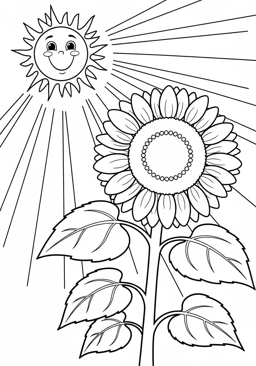 printable pdf sunflower coloring pages