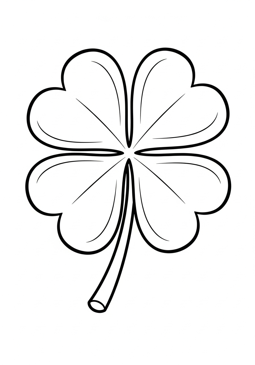 4 Leaf Clover coloring pages for school