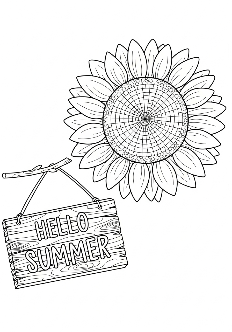 new sunflower coloring pages