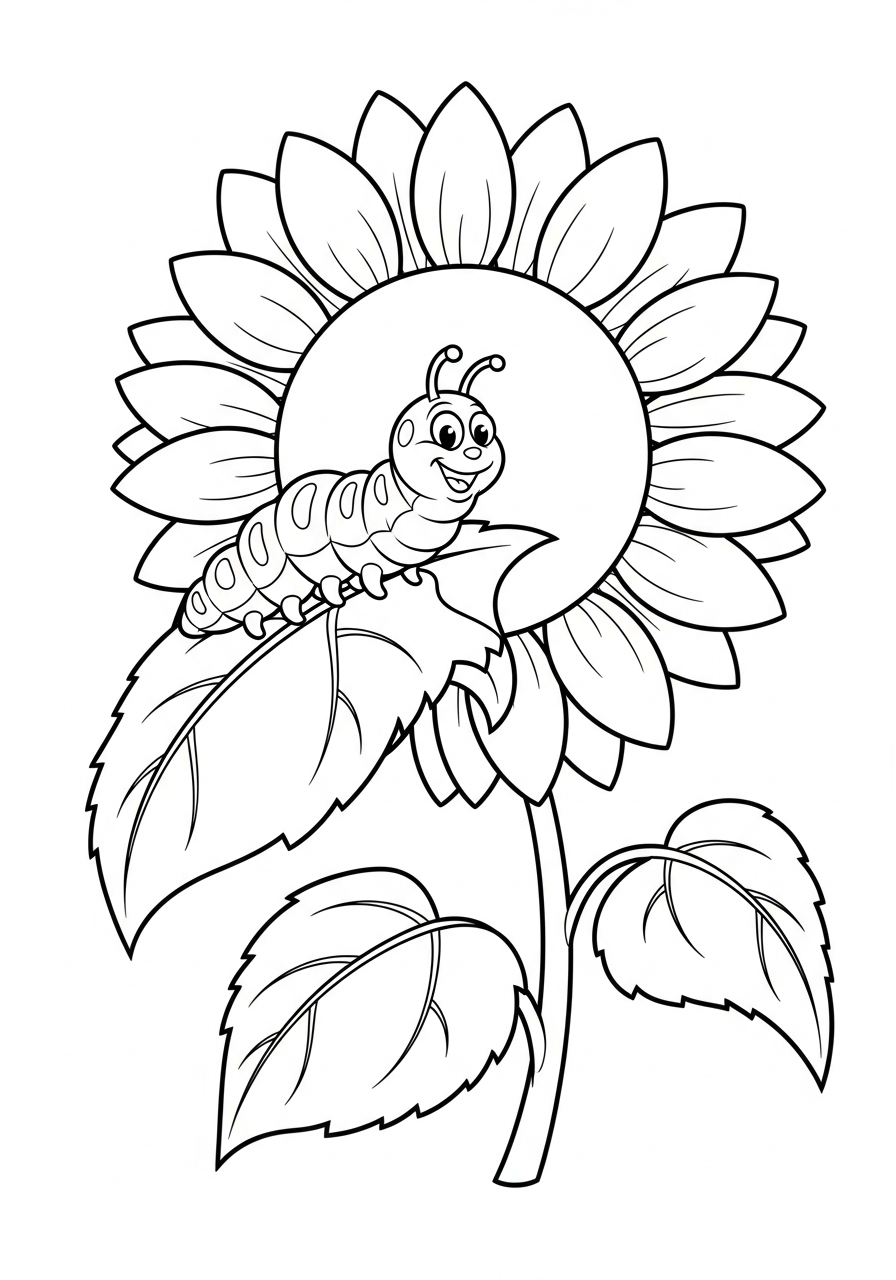 sunflower line art coloring page