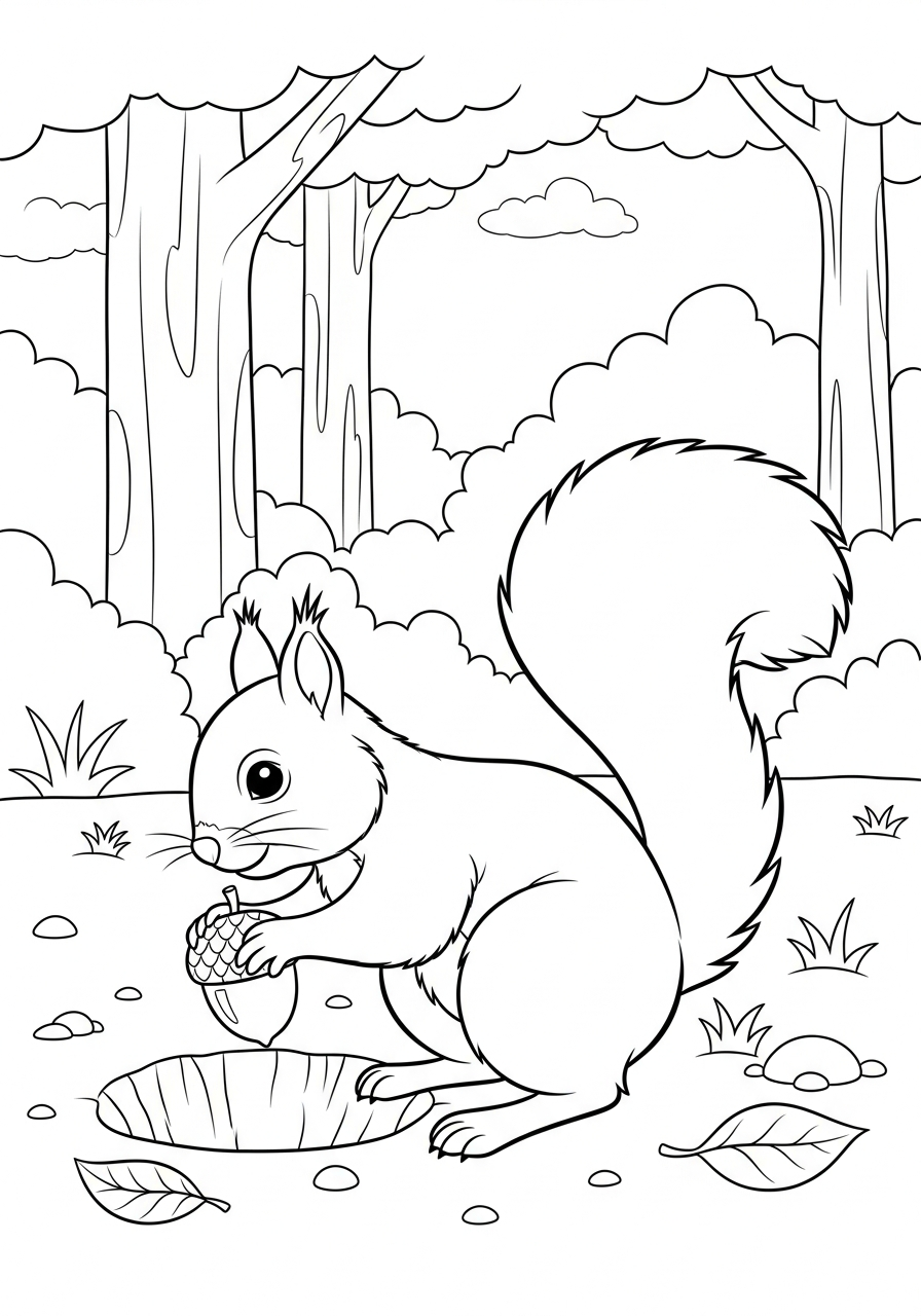 coloring page of squirrel