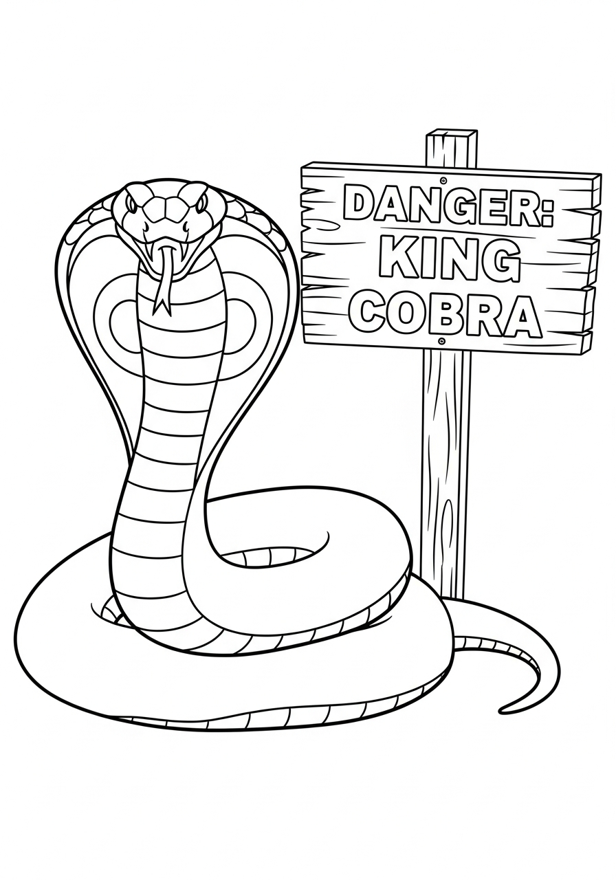 King Cobra line art coloring page