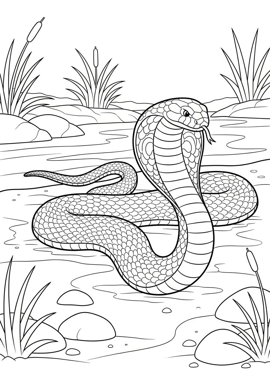 easy King Cobra coloring pages for all ages