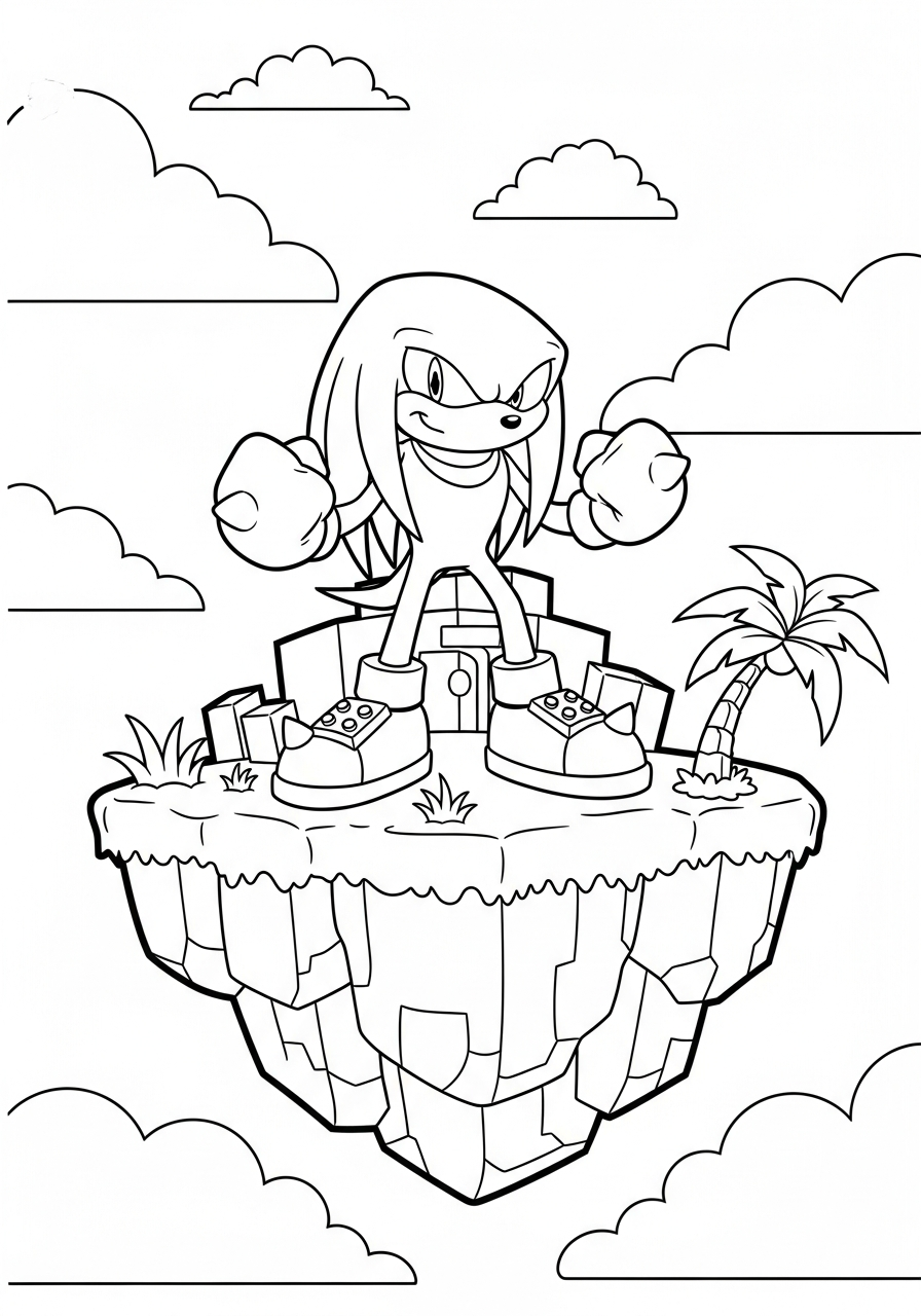 Knuckles coloring pages easy 1