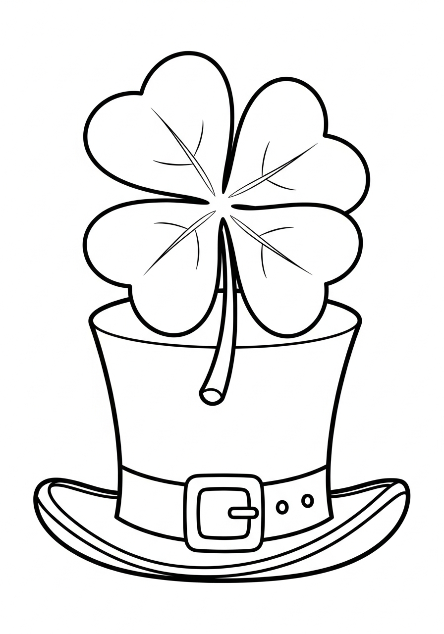 easy 4 Leaf Clover coloring page