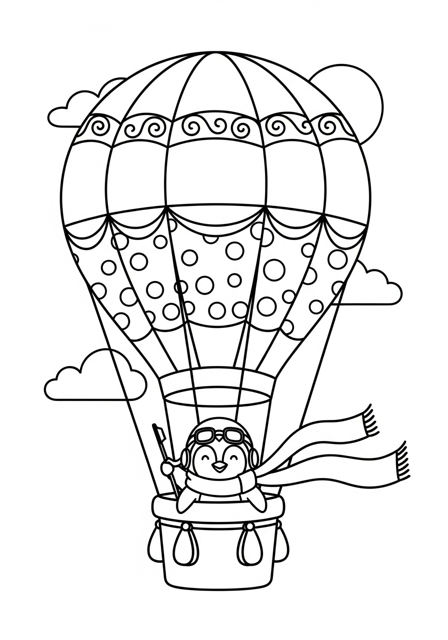 Hot Air Balloon coloring illustrations