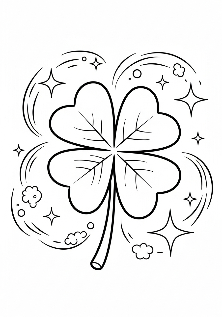 4 Leaf Clover colouring sheets