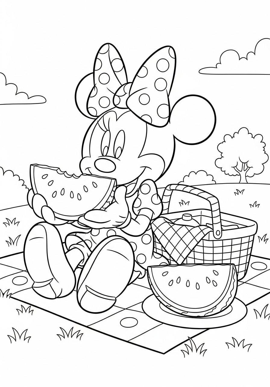 detailed Minnie Mouse coloring pages