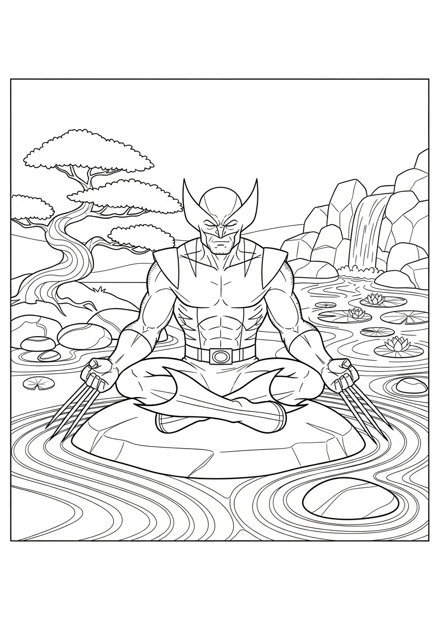 Wolverine drawing for coloring