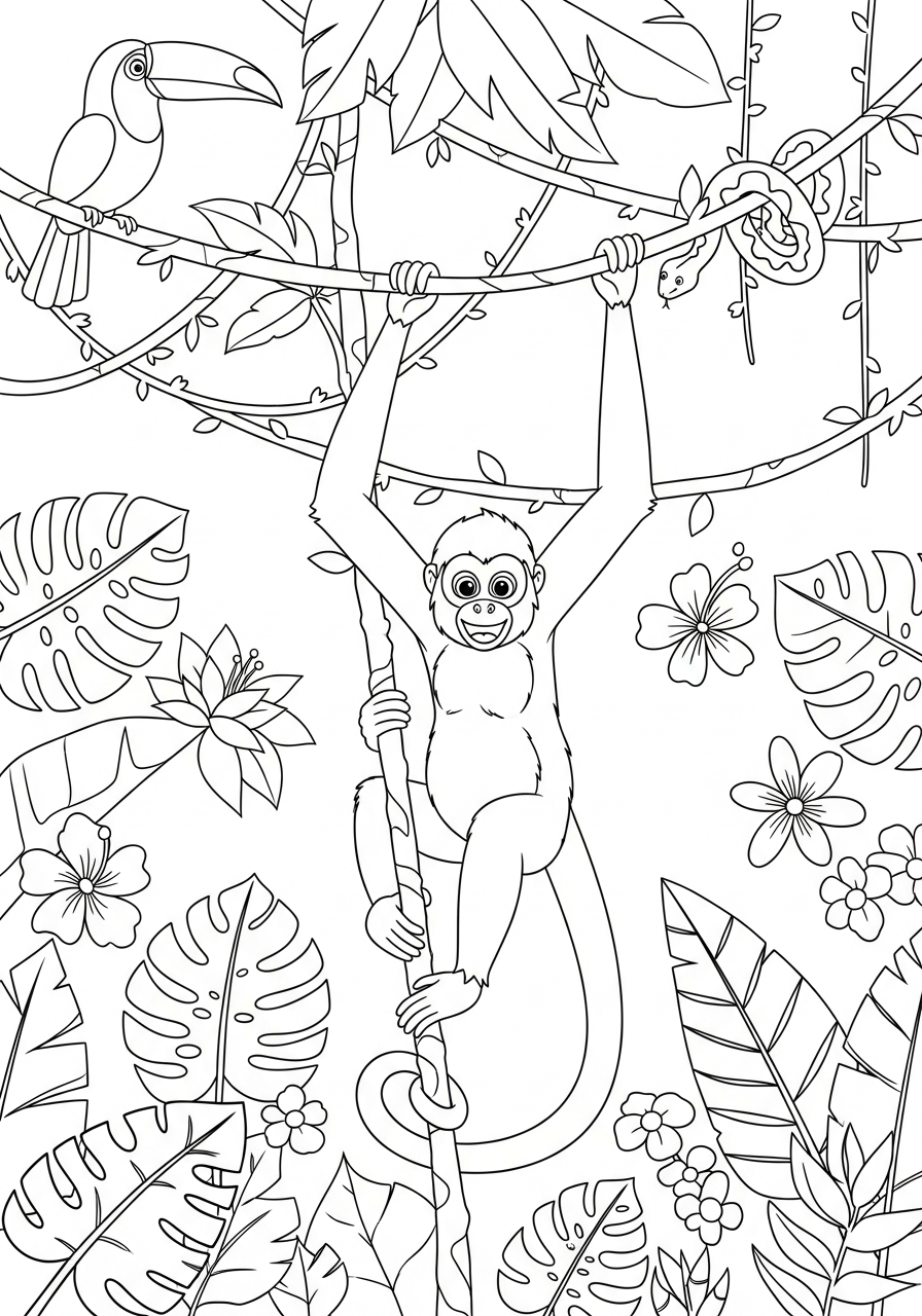 printable pdf rainforest coloring pages