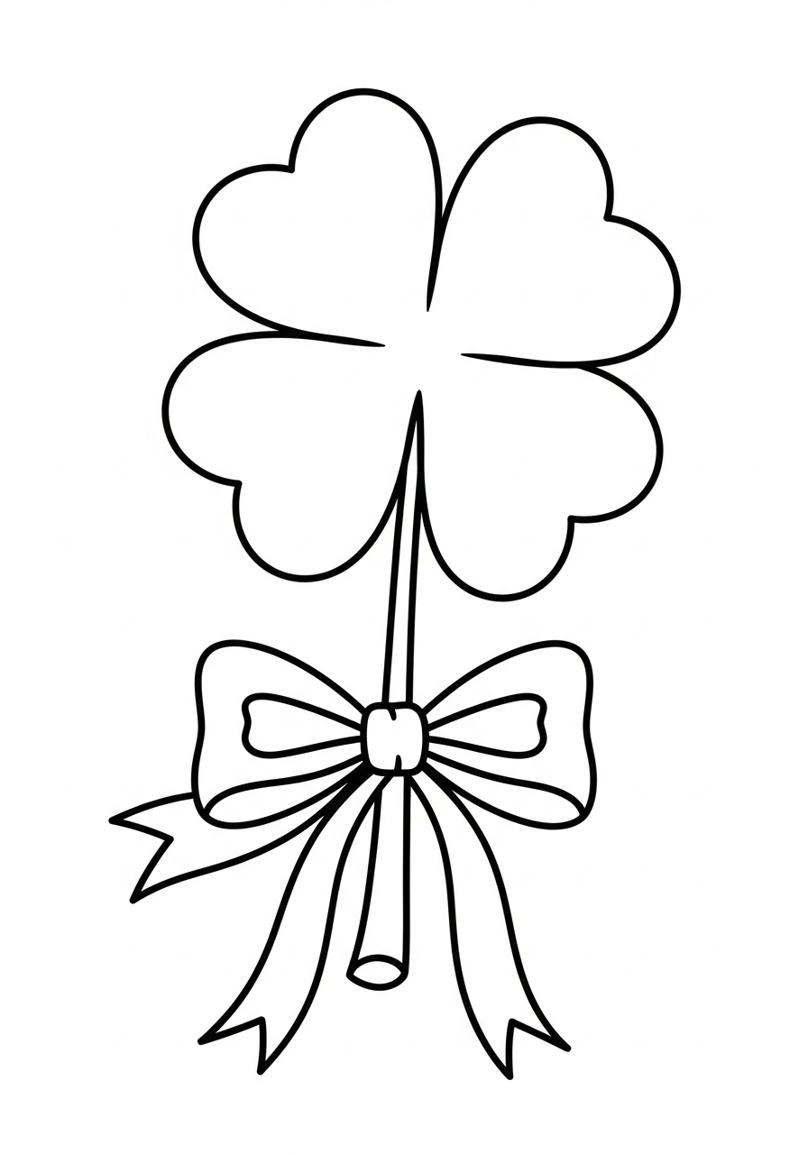 printable pdf 4 Leaf Clover coloring pages